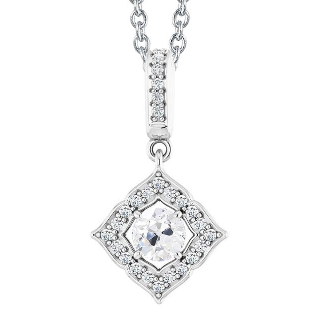 Round Old Mine Cut Halo Genuine Diamond Pendant Slide 2.50 Carats