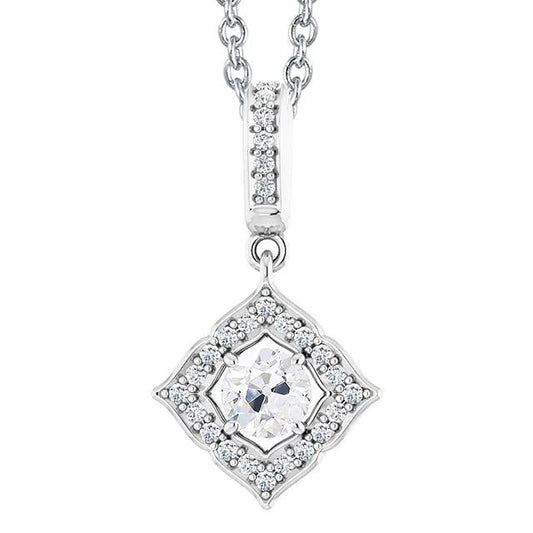 Round Old Mine Cut Halo Genuine Diamond Pendant Slide 2.50 Carats