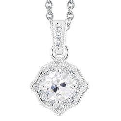 Round Old Mine Cut Halo Natural Diamond Pendant 3 Carats Women's Jewelry