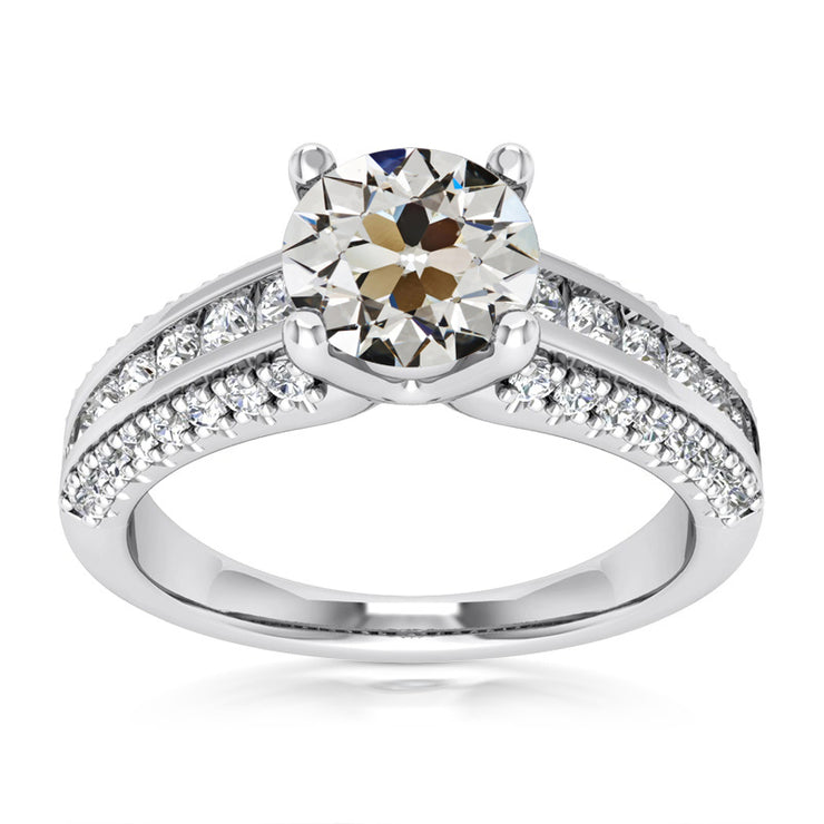 Round Old Mine Cut Miner Diamond Ring Channel Set Genuine 7 Carats