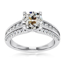 Round Old Mine Cut Miner Diamond Ring Channel Set Genuine 7 Carats