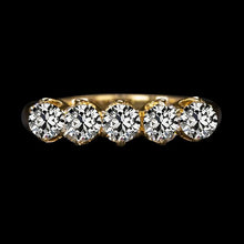 Round Old Mine Cut Natural Diamond Anniversary Band 5 carats Yellow Gold