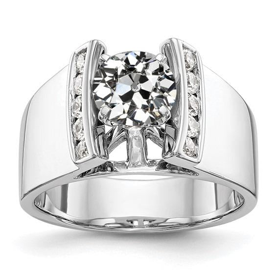 Round Old Mine Cut Natural Diamond Fancy Ring Channel Set 3 Carats Jewelry