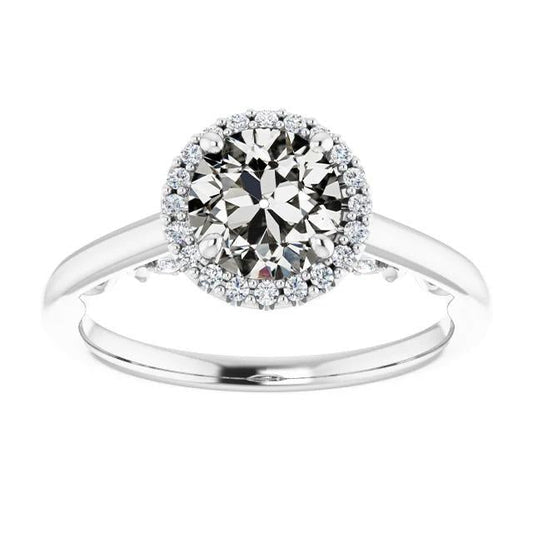 Round Old Mine Cut Natural Diamond Halo Anniversary Ring 3.50 Carats