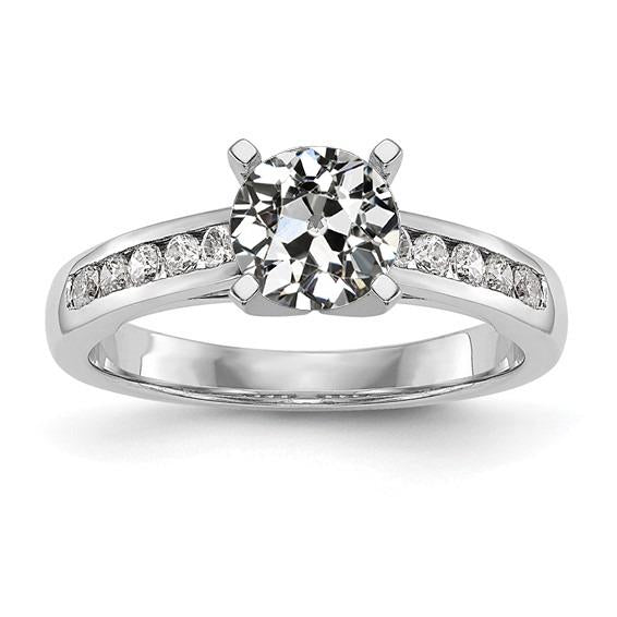 Round Old Mine Cut Natural Diamond Lady's Ring Channel Set 2.50 Carats