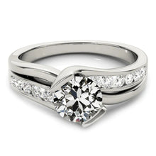 Round Old Mine Cut Natural Diamond Ring Twisted Style Bar Set 3.50 Carats