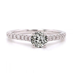 Round Old Mine Cut Natural Earth Mined Diamond Solitaire Ring With Accents 2.25 Carats