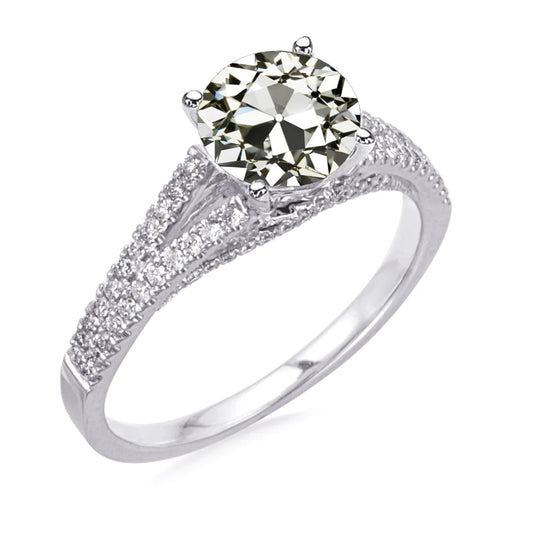 Round Old Mine Cut Real Diamond Anniversary Ring White Gold 4.50 Carats