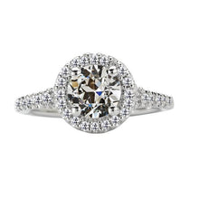 Round Old Mine Cut Real Natural Earth Mined Diamond Halo Engagement Ring 4.50 Carats 14K Gold