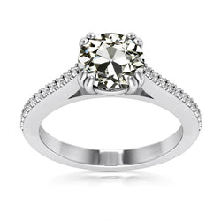 Round Old Mine Cut Real Diamond Lady's Ring With Accents 5.50 Carats
