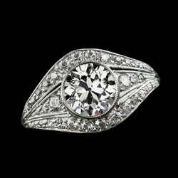 Round Old Mine Cut Real Diamond Ring Bezel Set 4.50 Carats 14K Gold