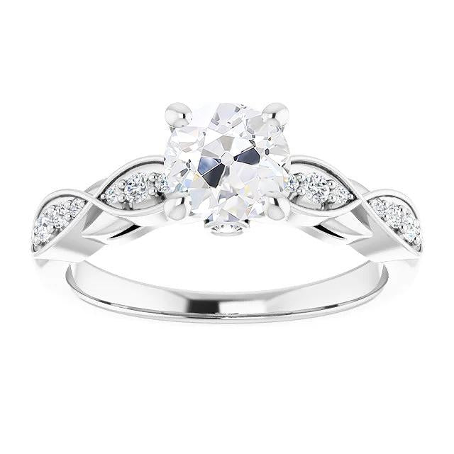 Round Old Mine Cut Real Diamond Ring Infinity Style Prong Set 3 Carats