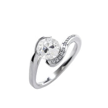 Round Old Mine Cut Real Diamond Ring Twisted Style 2 Carats Gold Jewelry