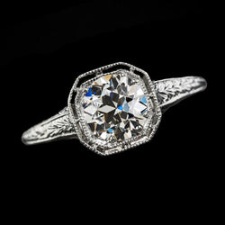 Round Old Mine Cut Real Natural Earth Mined Diamond Solitaire Ring Vintage Style 2.50 Carats