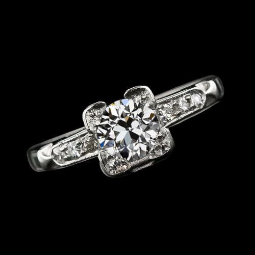 Round Old Mine Cut Real Diamond Wedding Ring 1.75 Carats Gold 14K