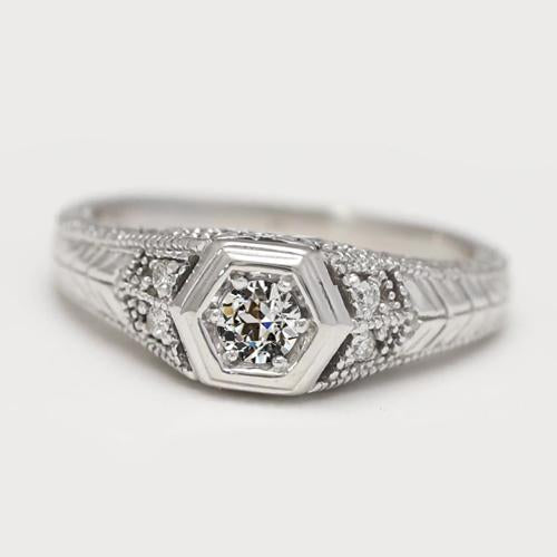 Round Old Mine Cut Real Diamond Wedding Ring Vintage Style Jewelry 1 Carat