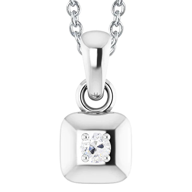 Round Old Miner 1 Carat Real Diamond Pendant Prong Set white Gold 14K