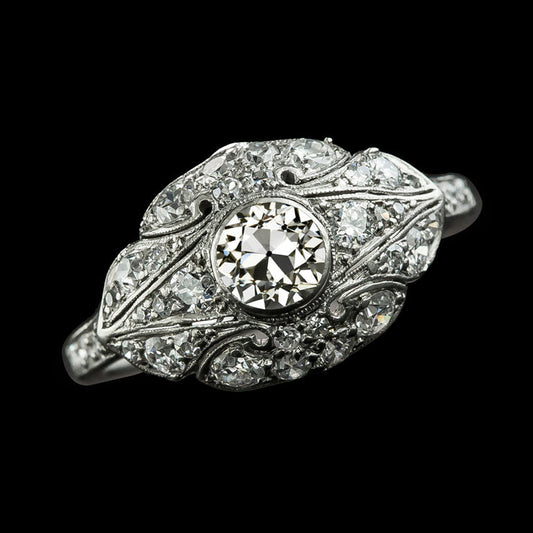 Round Old Miner Diamond Ring Bezel Set Natural 3 Carats Antique Style Milgrain