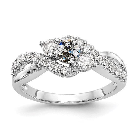 Round Old Miner Genuine Diamond Ring 3 Stone Style Twisted Shank 2.75 Carats