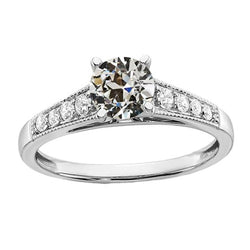 Round Old Miner Natural Earth Mined Diamond Engagement Ring With Accents 2.50 Carats