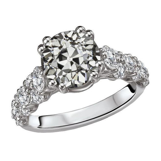 Round Old Miner Natural Diamond Ring Double Prong Set Gold 7.50 Carats