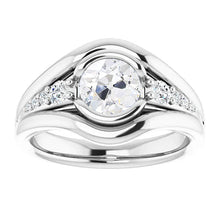 Round Old Miner Natural Diamond Ring Half Bezel Set 3.25 Carats White Gold