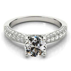 Round Old Miner Natural Diamond Ring Ladies Jewelry 4.75 Carats Gold Milgrain