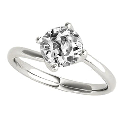 Round Old Miner Natural Earth Mined Diamond Solitaire Ring 4 Prong Set 2 Carats