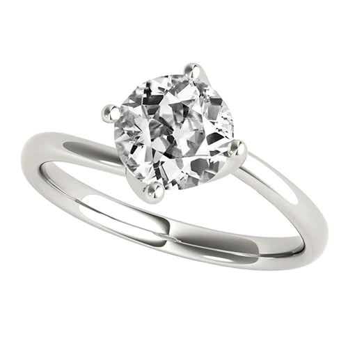 Round Old Miner Natural Diamond Solitaire Ring 4 Prong Set 2 Carats