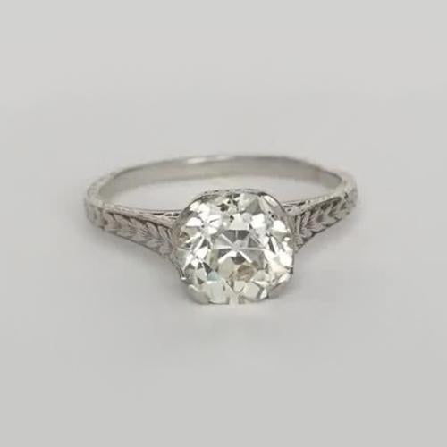 Round Old Miner Natural Diamond Solitaire Ring Vintage Style 1.50 Carats