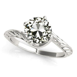 Round Old Miner Natural Diamond Solitaire Ring Vintage Style 2.50 Carats