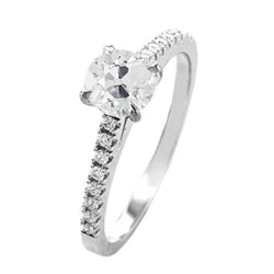 Round Old Miner Natural Diamond Solitaire Ring With Accents 2 Carats