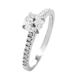 Round Old Miner Natural Earth Mined Diamond Solitaire Ring With Accents 2 Carats