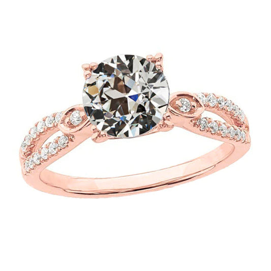 Round Old Miner Natural Diamond Wedding Ring Split Shank 3.75 Carats Gold