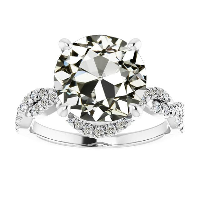 Round Old Miner Real Diamond Engagement Ring Twisted Shank 8 Carats