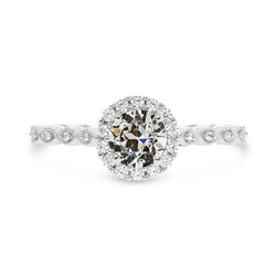 Round Old Miner Real Natural Earth Mined Diamond Halo Ladies Ring 14K White Gold 3 Carats