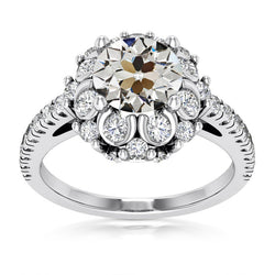 Round Old Miner Real Diamond Halo Ring 4 Prong Set Gold 10.50 Carats