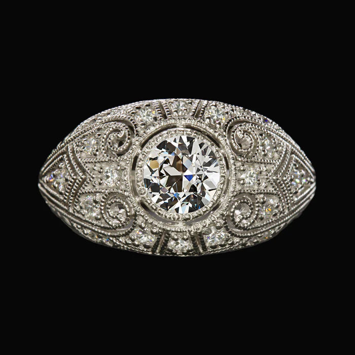 Round Old Miner Real Diamond Ring Milgrain Antique Style 2.75 Carats