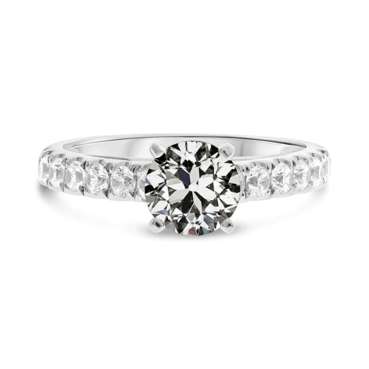 Round Old Miner Real Diamond Ring Prong Set Women's Jewelry 3.50 Carats