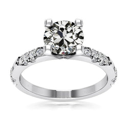 Round Old Miner Real Diamond Ring White Gold 4 Prong Set 5.75 Carats