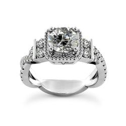 Round Old Miner Real Diamond Wedding Ring 3.75 Carats White Gold 14K