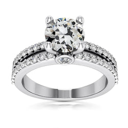 Round Old Miner Natural Diamond Wedding Ring 4 Prong Set 6 Carats Gold