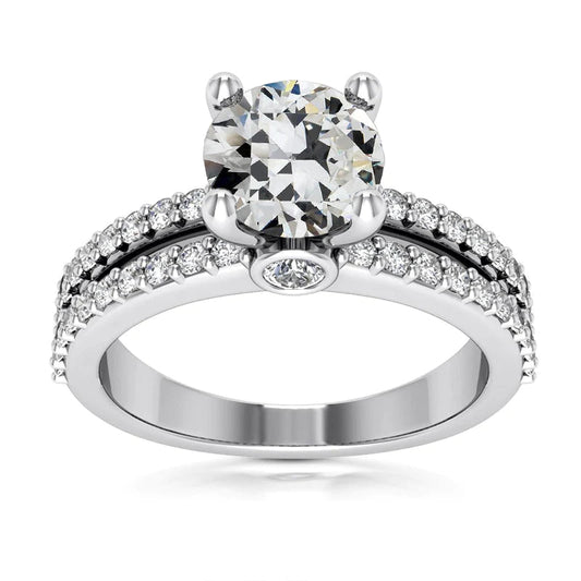 Round Old Miner Real Diamond Wedding Ring 4 Prong Set 6 Carats Gold