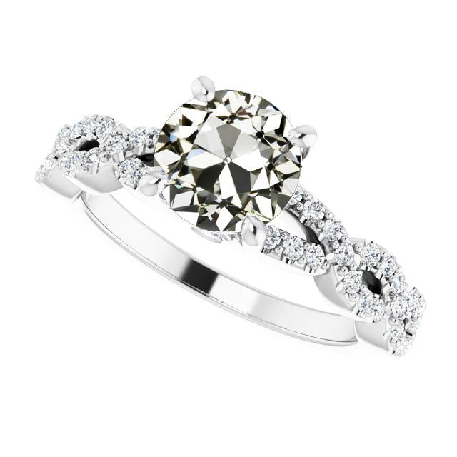 Round Old Miner Real Diamond Wedding Ring Twisted Shank 14K Gold 5 Carats