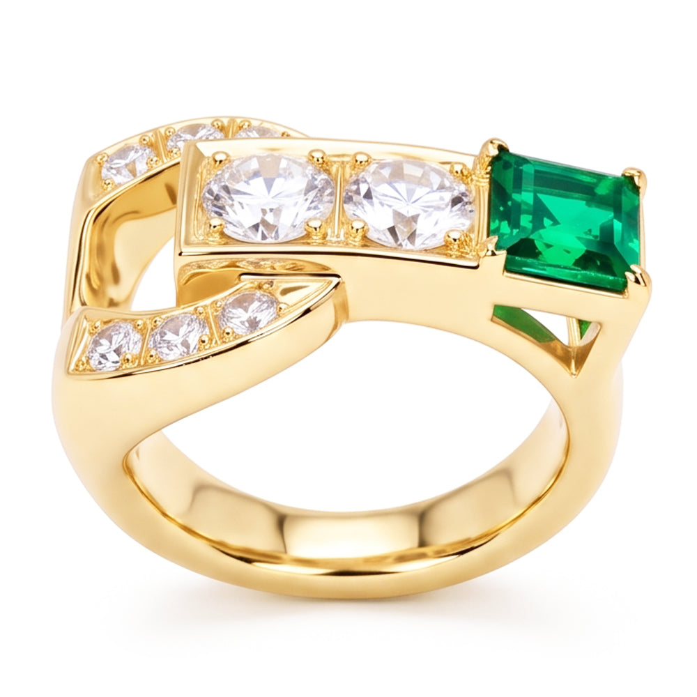 Round Old Miner Real Natural Earth Mined Diamond Ring With Emerald 2.75 Carats