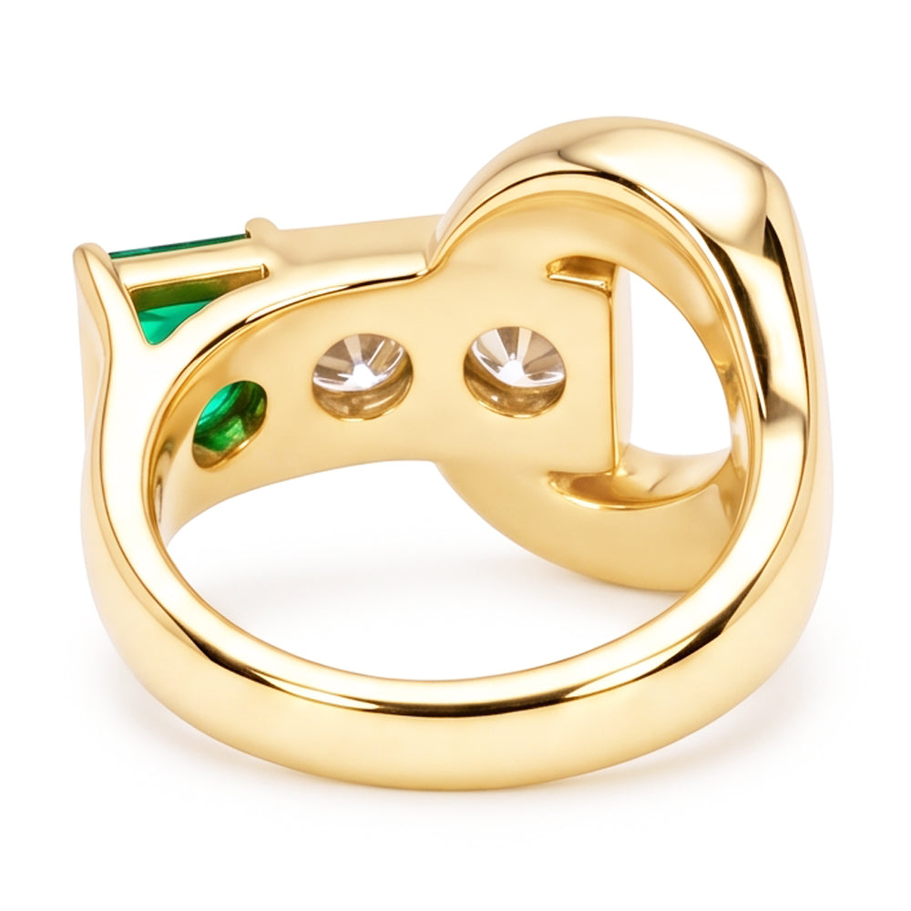Round Old Miner Real Natural Earth Mined Diamond Ring With Emerald 2.75 Carats