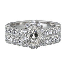 Round & Oval Genuine Old Mine Cut Diamond Ring Double Row Accents 8 Carats