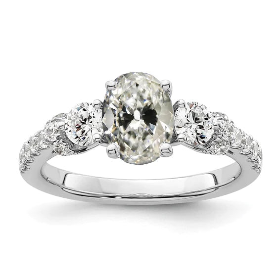Round & Oval Old Cut Natural Diamond Engagement Ring Prong Set 5.50 Carats