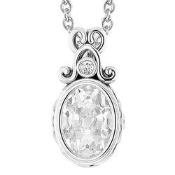 Round & Oval Old Cut Real Diamond Pendant Slide Bezel Set 2 Stone 5.50 Ct.