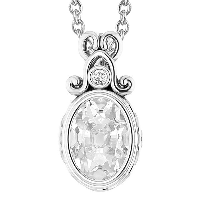 Round & Oval Old Cut Real Diamond Pendant Slide Bezel Set 2 Stone 5.50 Ct.